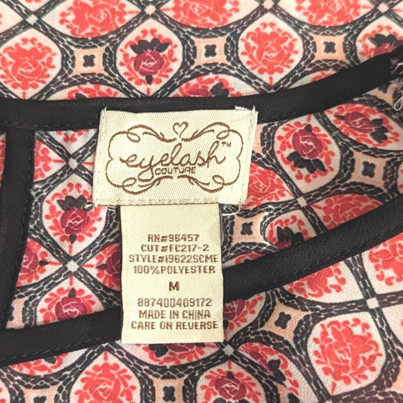 ❤️Eyelash Couture- Semisheer Pink, Black & Whitel Long Sleeve Top - Picture 4 of 8